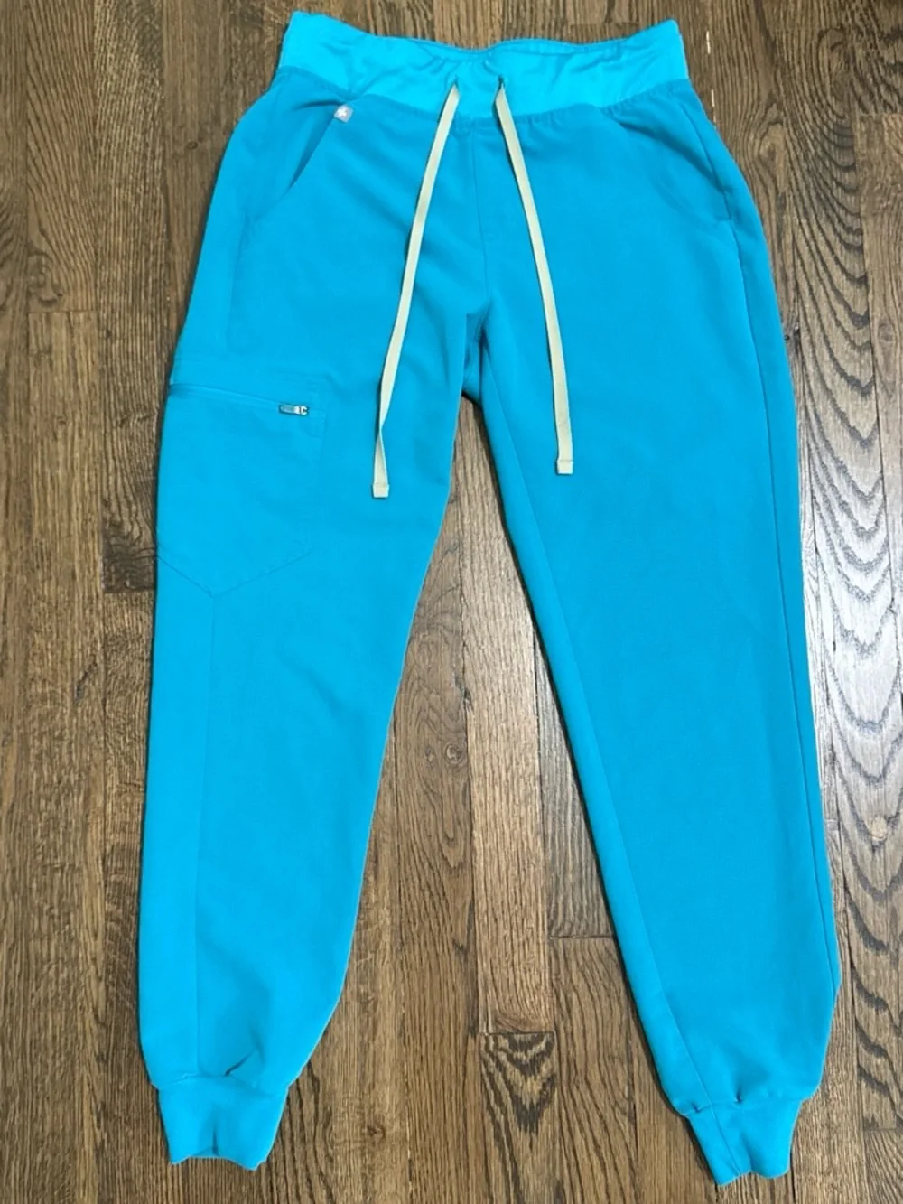 FIGS Tech Collection Zamora Jogger Scrubs Teal Drawstring Waist Pockets XS